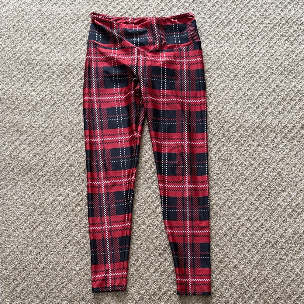 Plaid Red and Black Womens Leggings